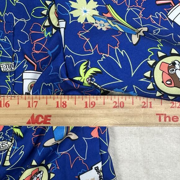 Bucees Hawaiian Tropical Camper Shirt Button Up Floral Blue Men’s Size S/M - Picture 4 of 6